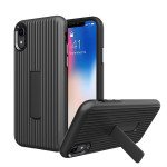 Wholesale iPhone Xs Max Cabin Carbon Style Stand Case (Silver)